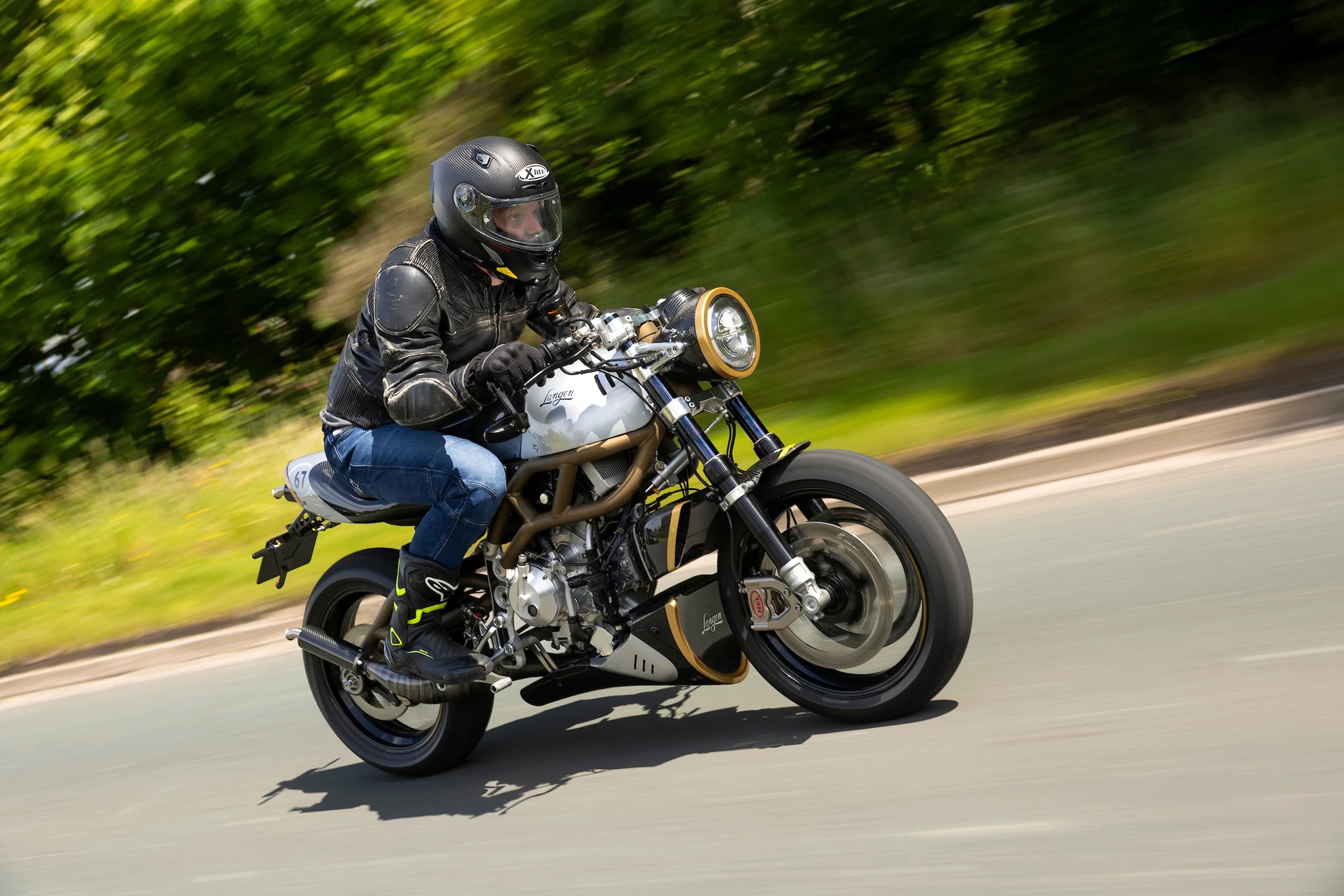 Langen Two Stroke ridden hard on a Lancashire lane